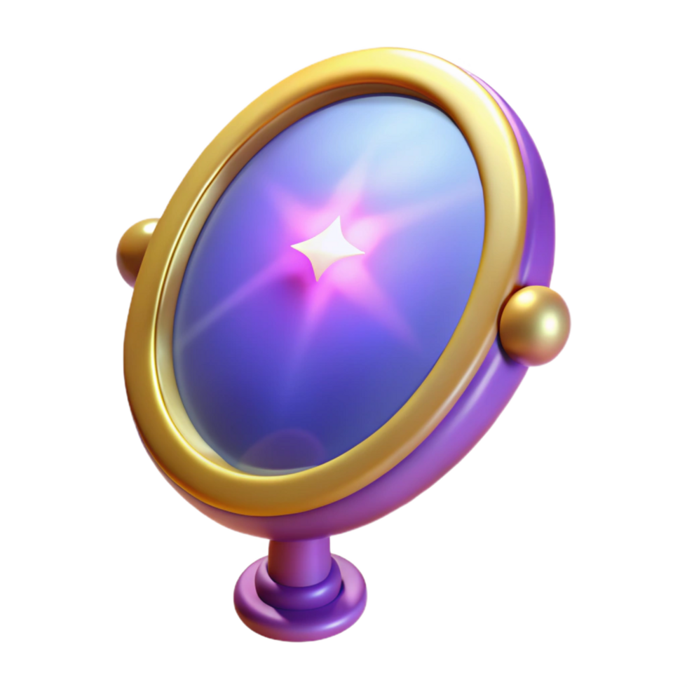 Glowing Orb A 3D Render of a Magical, Purple and Gold Mirror png