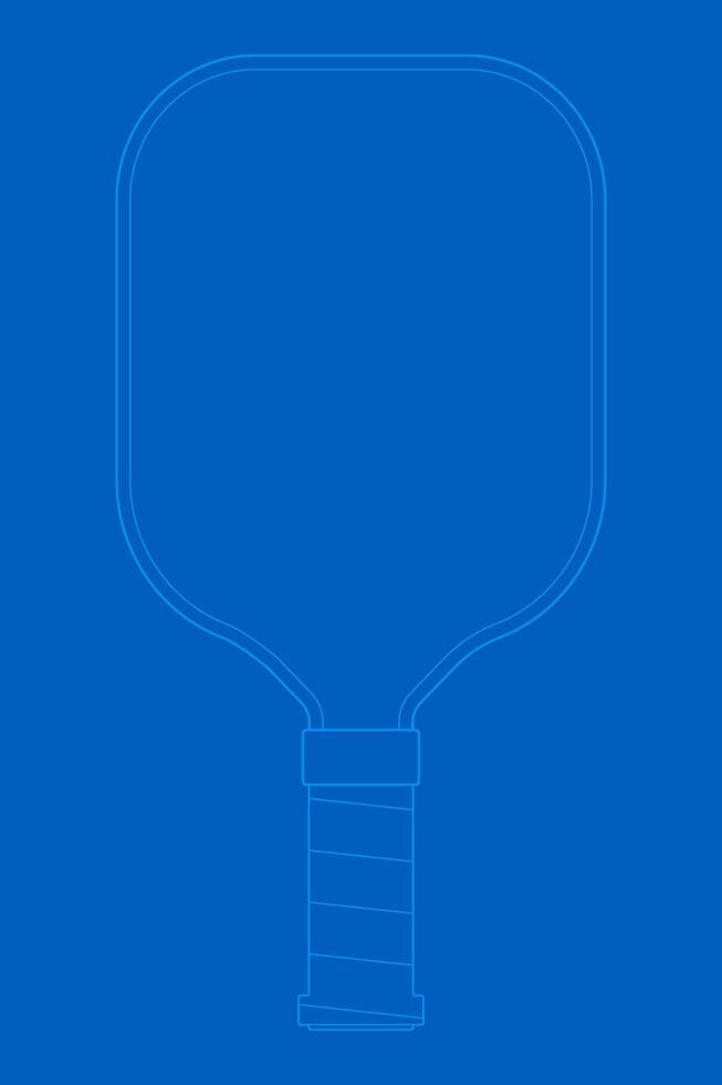 Pickleball Paddle outline on blue background. Abstract background of Pickleball Paddle equpment illustration isolated object. nobody vector