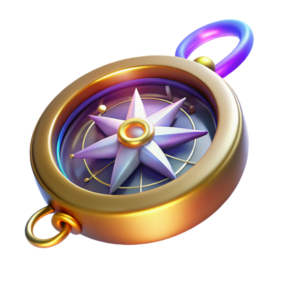 Golden Compass A 3D Render of a Celestial Navigation Tool png