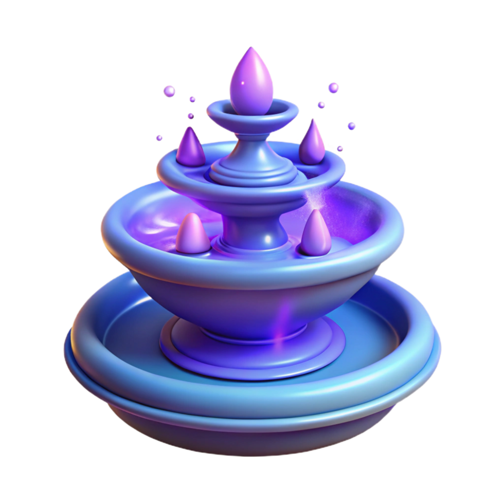 Enchanted Tiered Fountain 3D Render of a Magical Water Feature png