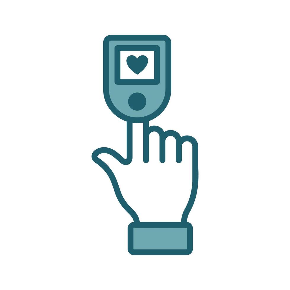 Hand with Pulse Oximeter Displaying Oxygen Saturation and BPM vector