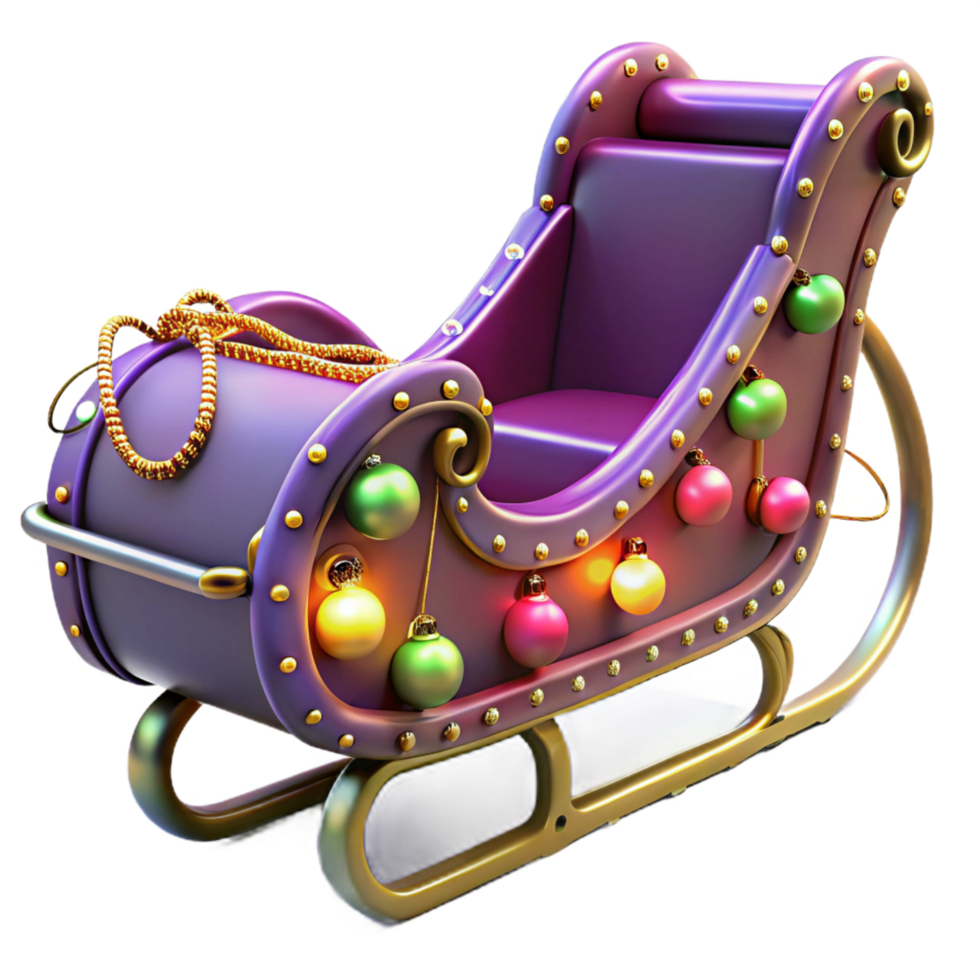 Ornate Holiday Sleigh with Illuminated Ornaments png