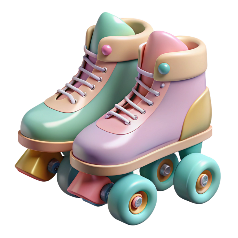 Pastel Roller Skates A Whimsical 3D Render png