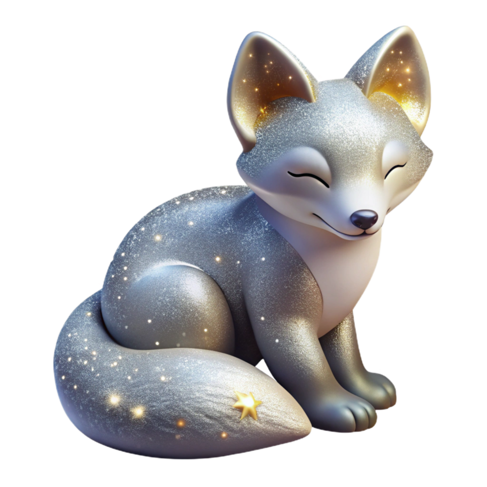 Celestial Fox A 3D Render of a Sparkling, Starry Creature png