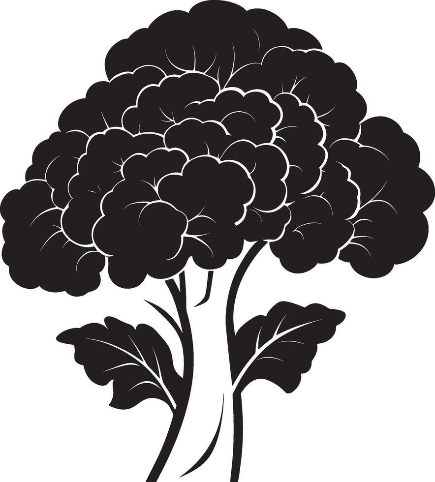 Black illustration of a simple cauliflower silhouette vector