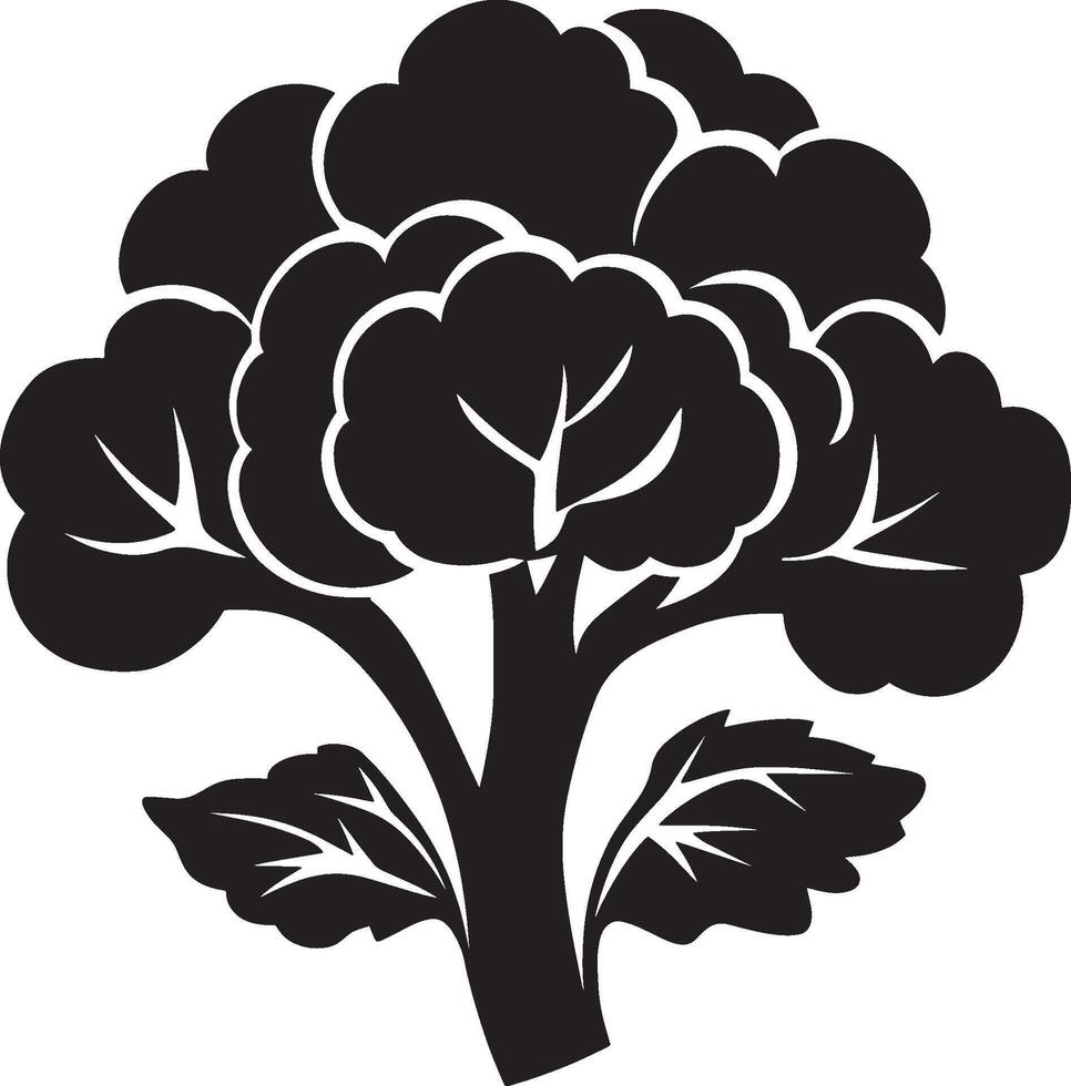 Black illustration of a cauliflower icon vector