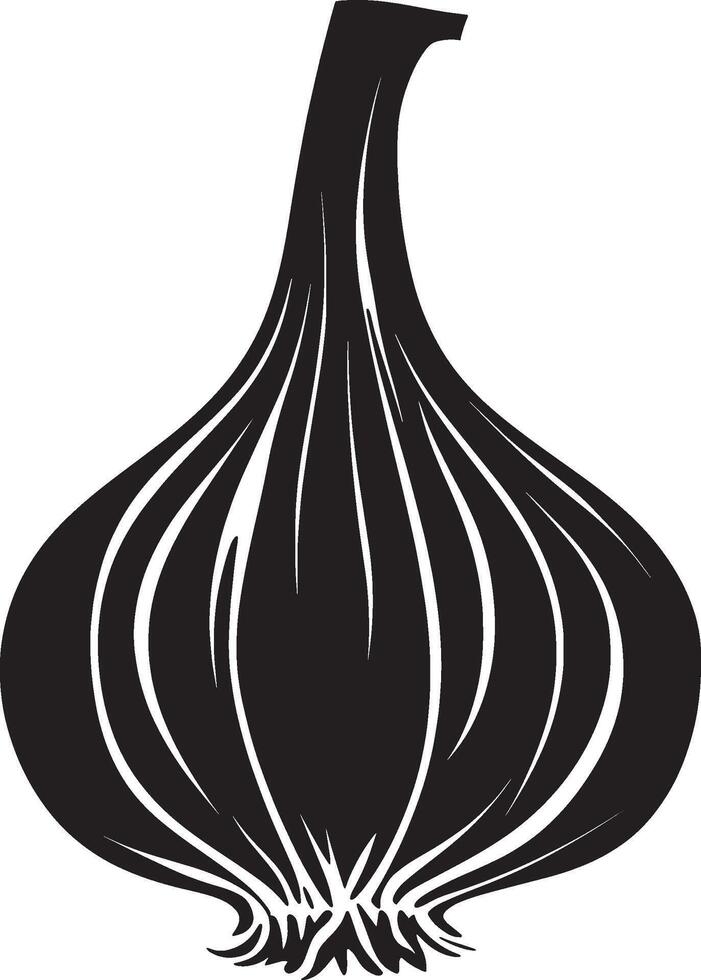 Black illustration of a simple garlic silhouette vector
