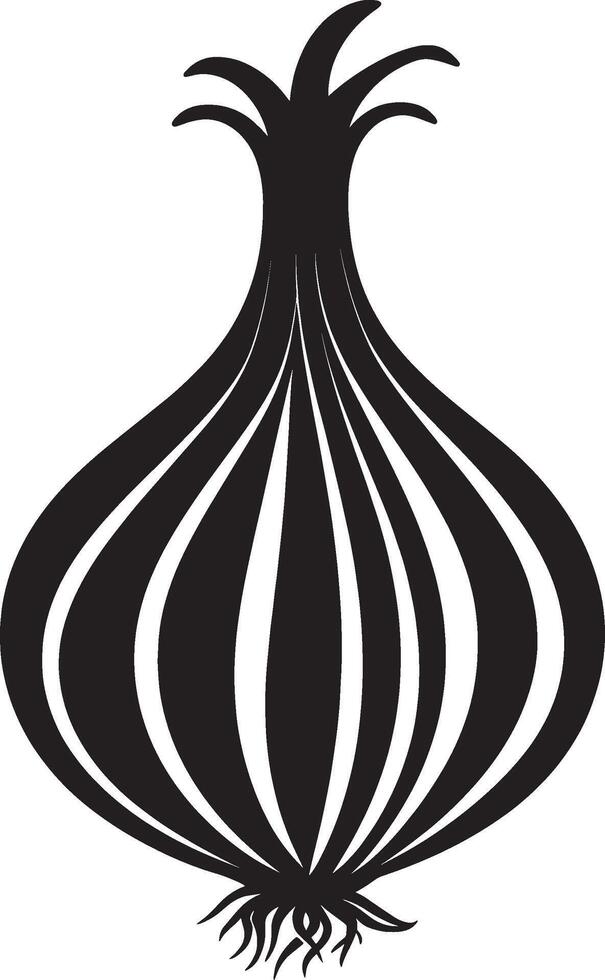 Minimalist black silhouette of onion in format vector