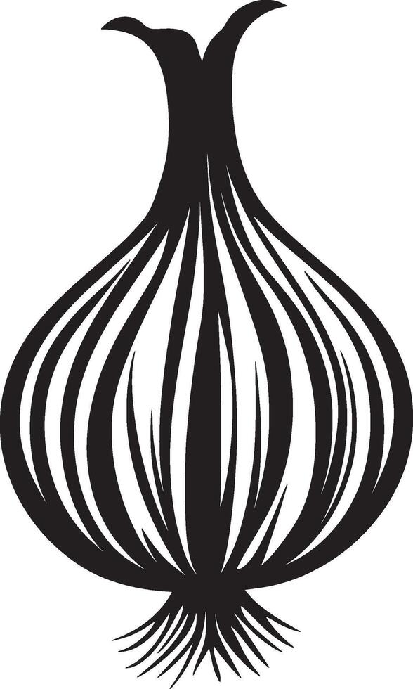 Black illustration of a simple onion silhouette vector