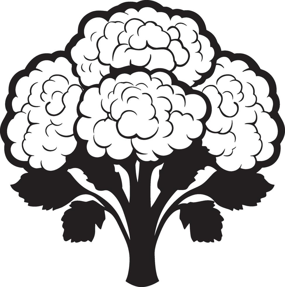 Minimalist black icon of cauliflower in format vector