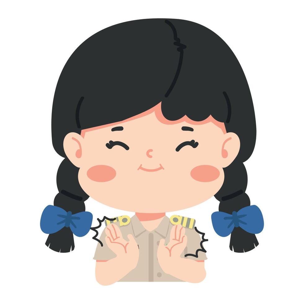 Cute teacher is clapping hands vector