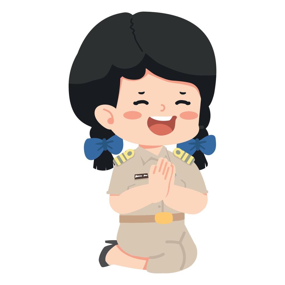 Teacher praying while sitting on the floor vector