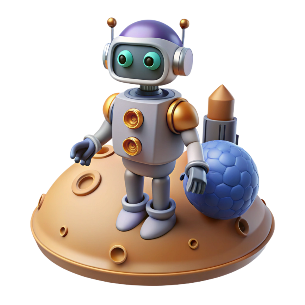 3D Render of a Robot Astronaut on a Planet png