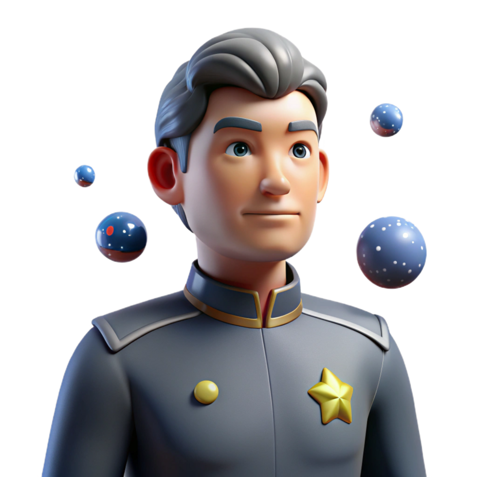 3d render do uma grisalho Policial dentro uniforme com flutuando celestial orbes png