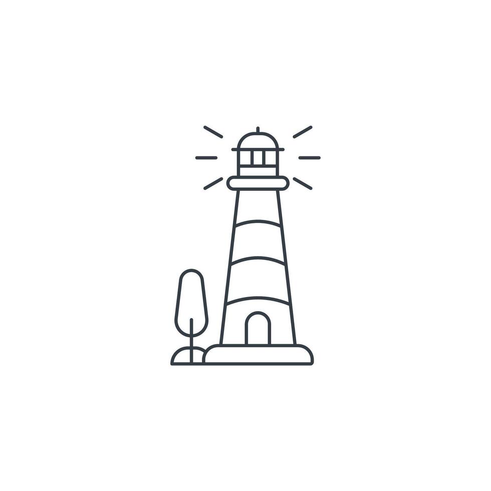 A lighthouse with a tree and light on top vector