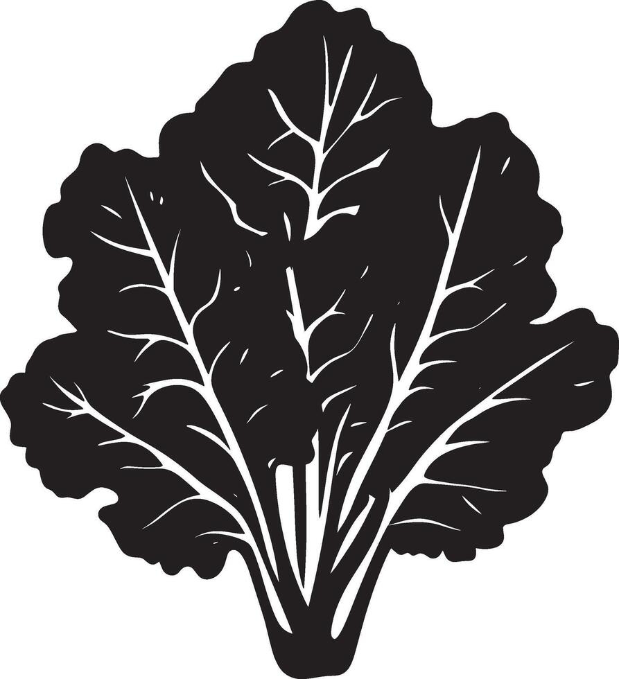 Black illustration of a simple lettuce silhouette vector