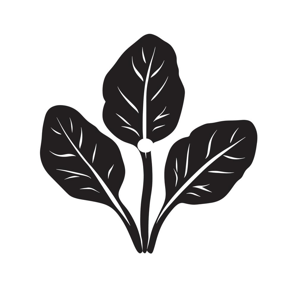 Black illustration of a spinach icon vector