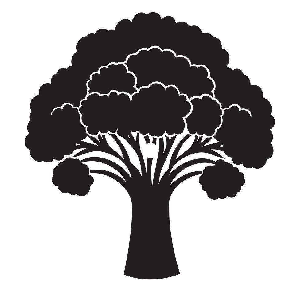 Minimalist black silhouette of broccoli in format vector