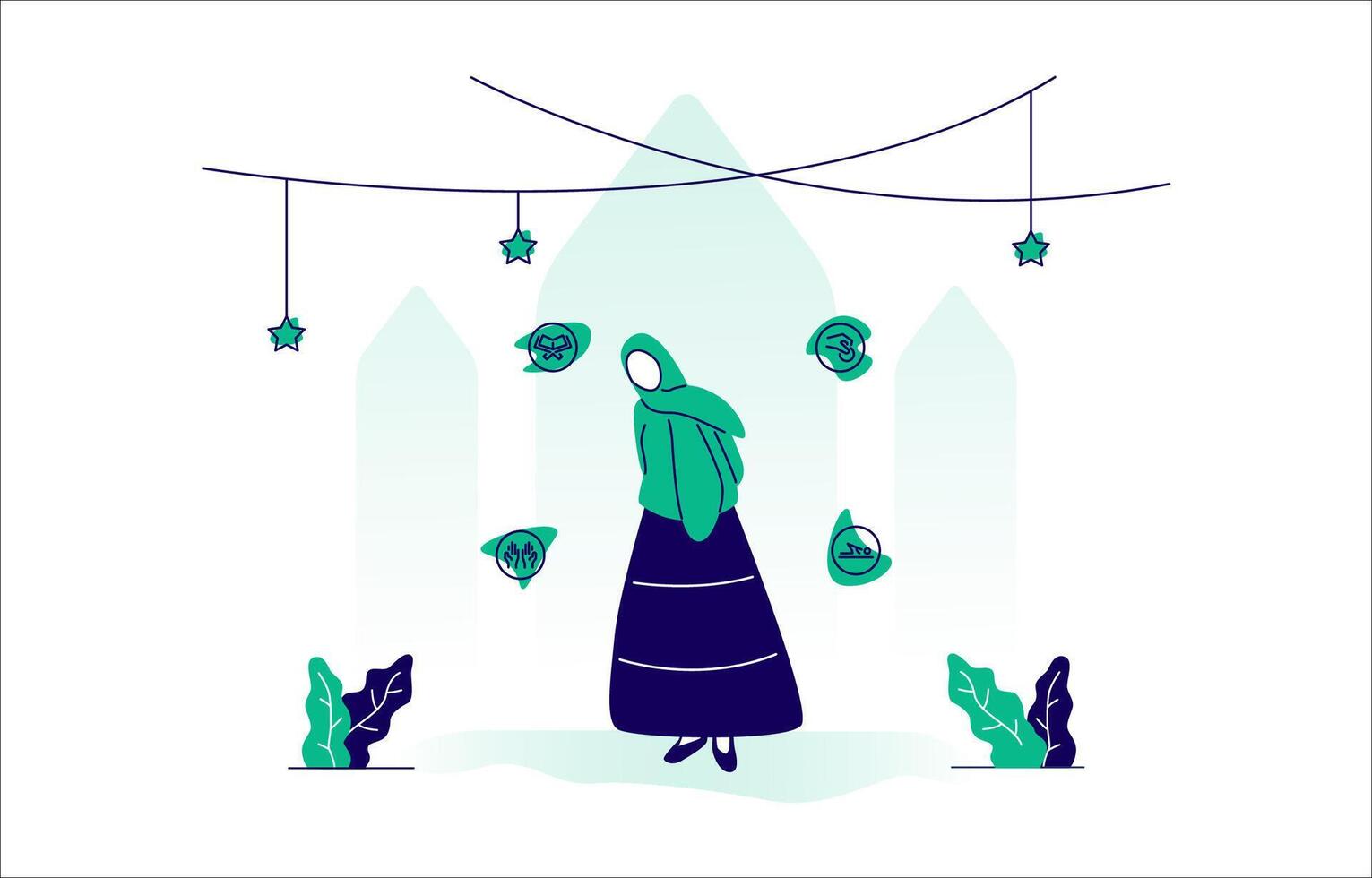 Women Sharing Information About Recommended Practices During Ramadan vector