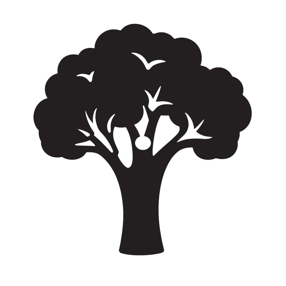 Black illustration of a broccoli icon vector