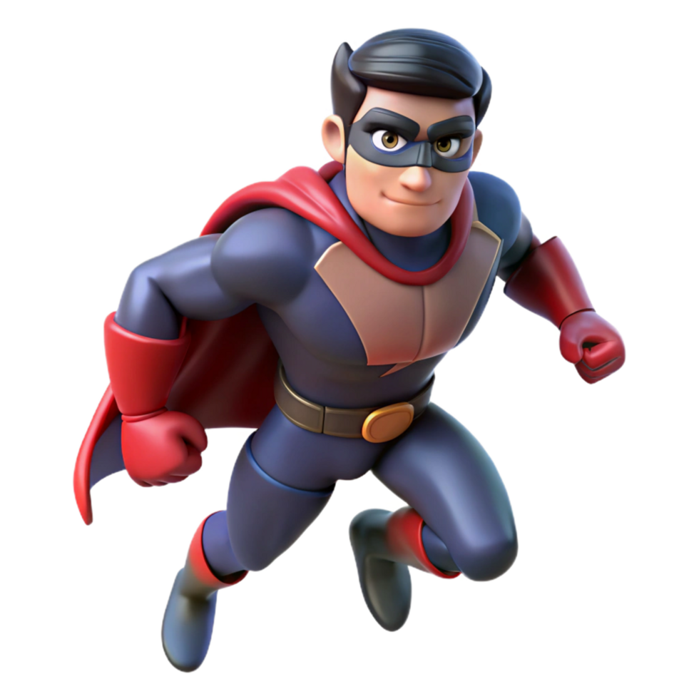 3D Render of a Superhero in Flight png