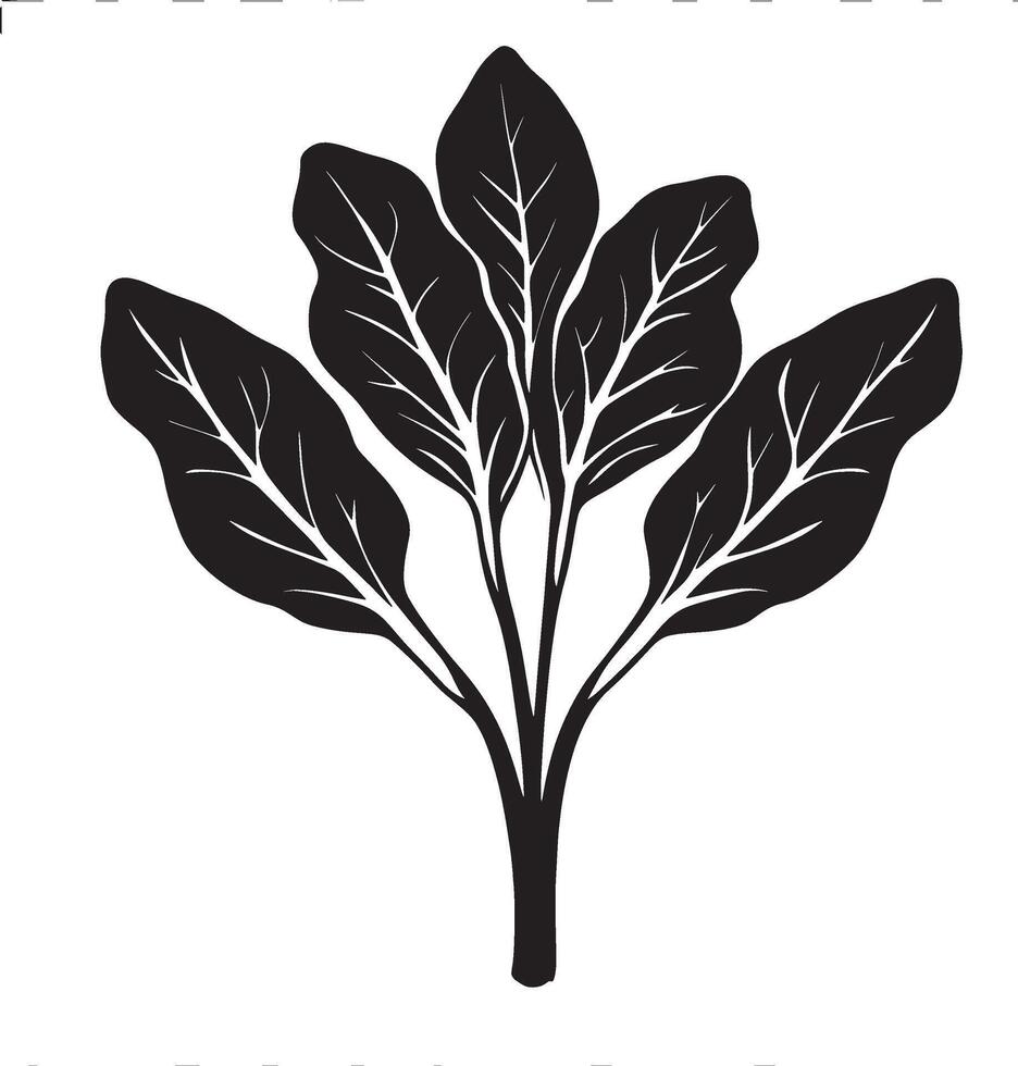 Black illustration of a simple spinach silhouette vector