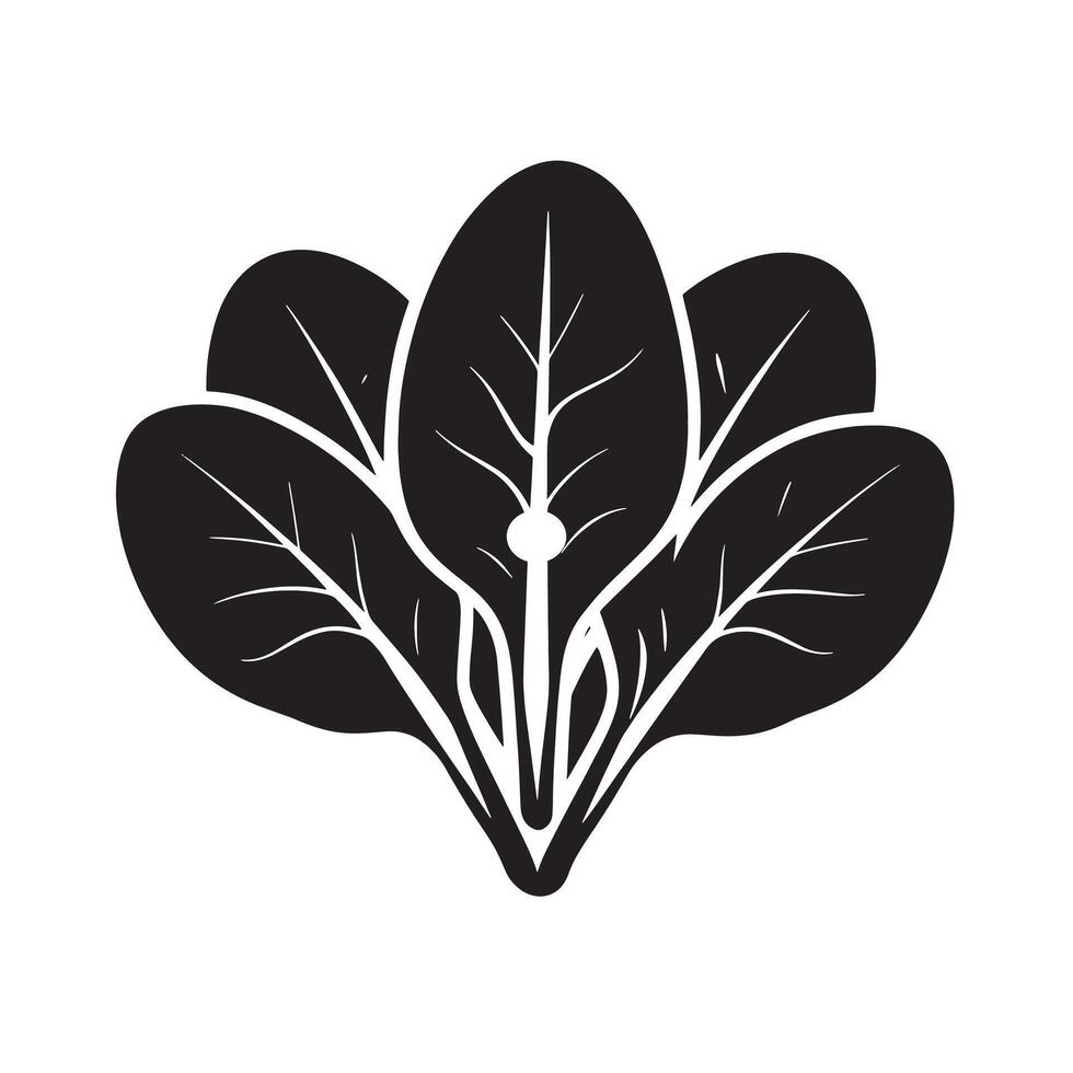 Minimalist black icon of spinach in format vector