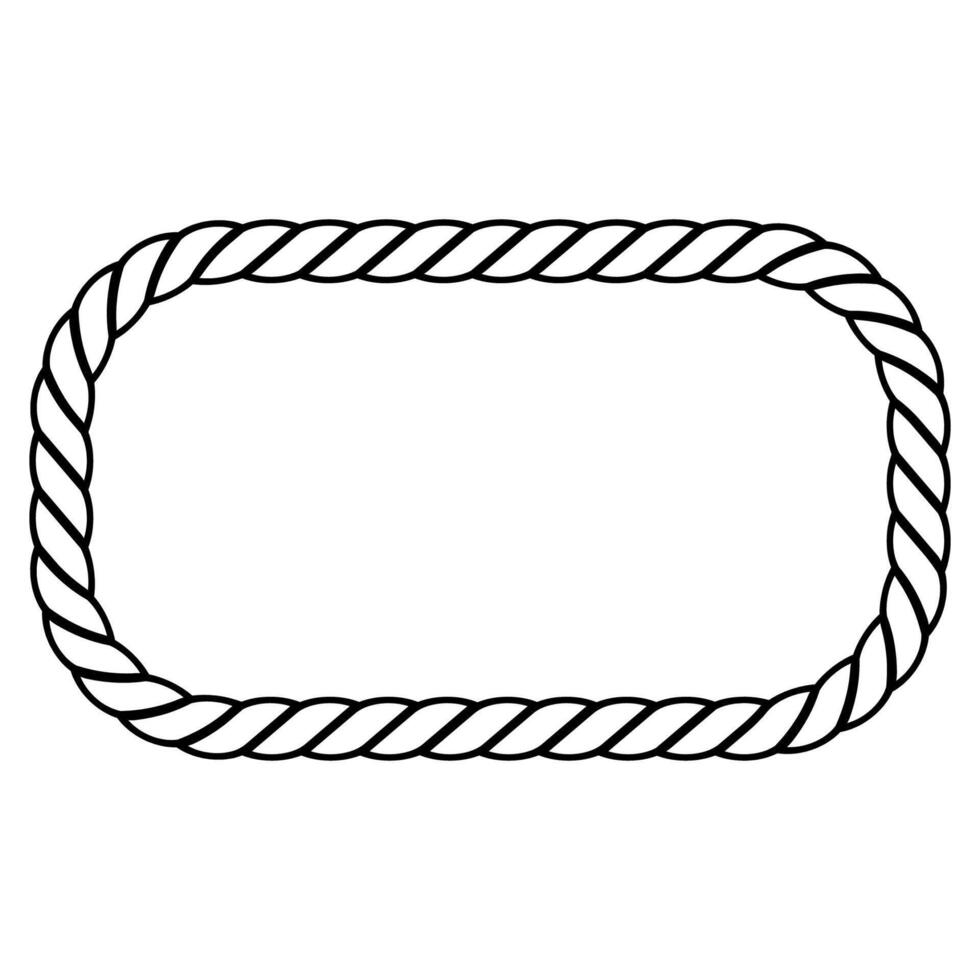 Line drawing of a rectangular frame made from rope vector