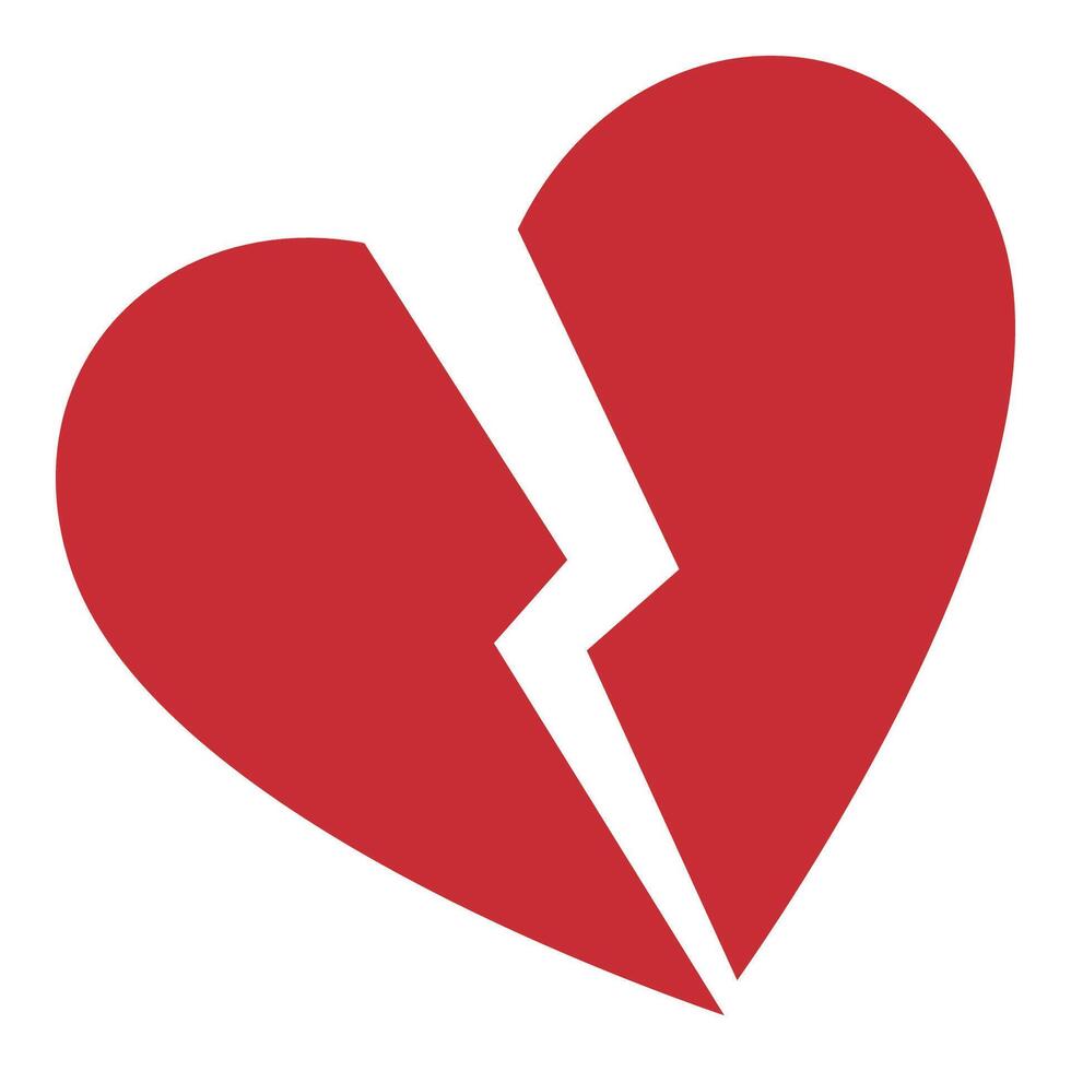 Heartbreak or Breakup red icon - heart symbol vector