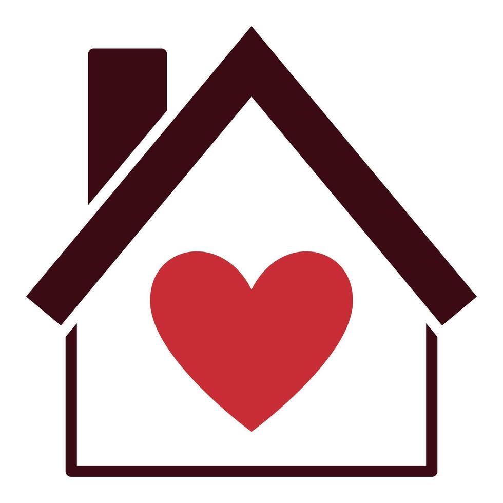 House with Red Heart icon or symbol for love vector