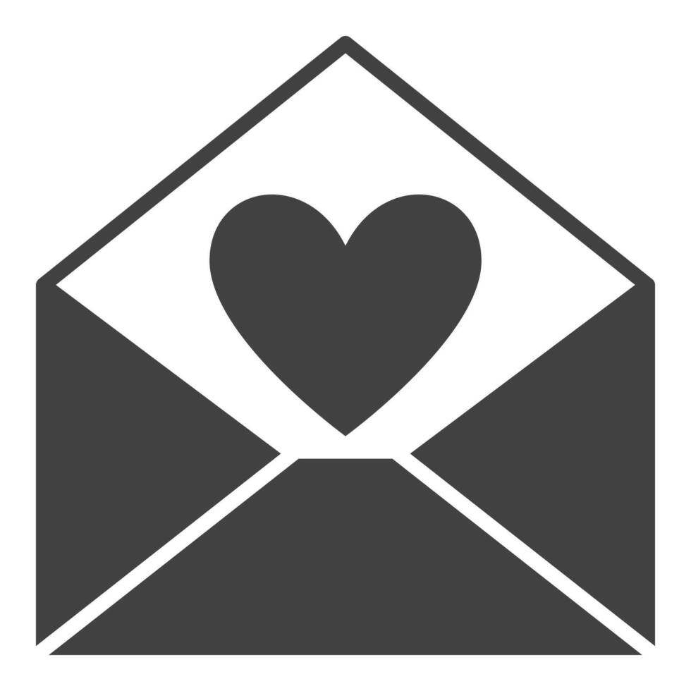 Letter or Message and Heart icon - love letter sign vector