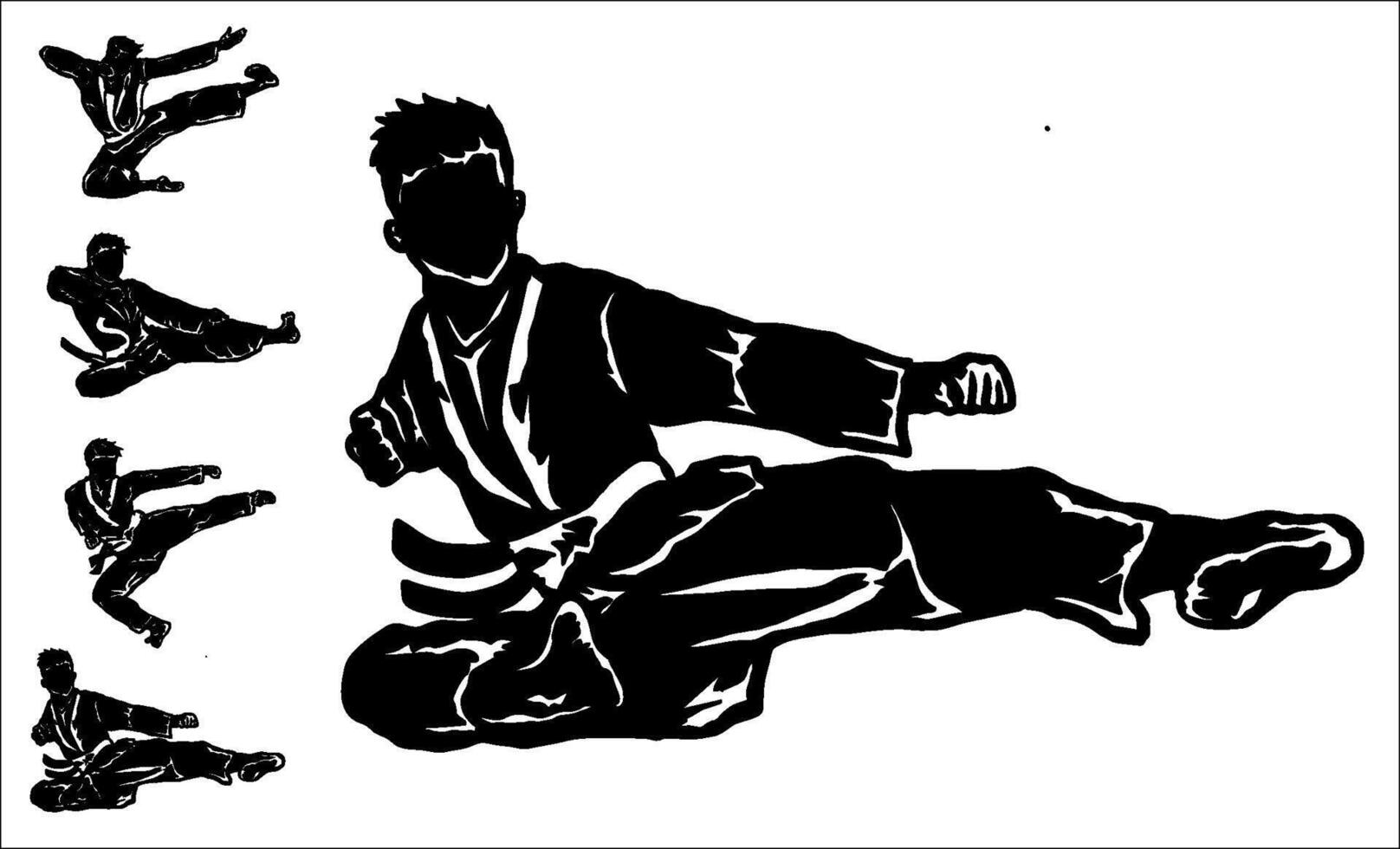 Karate man silhouette on white background vector
