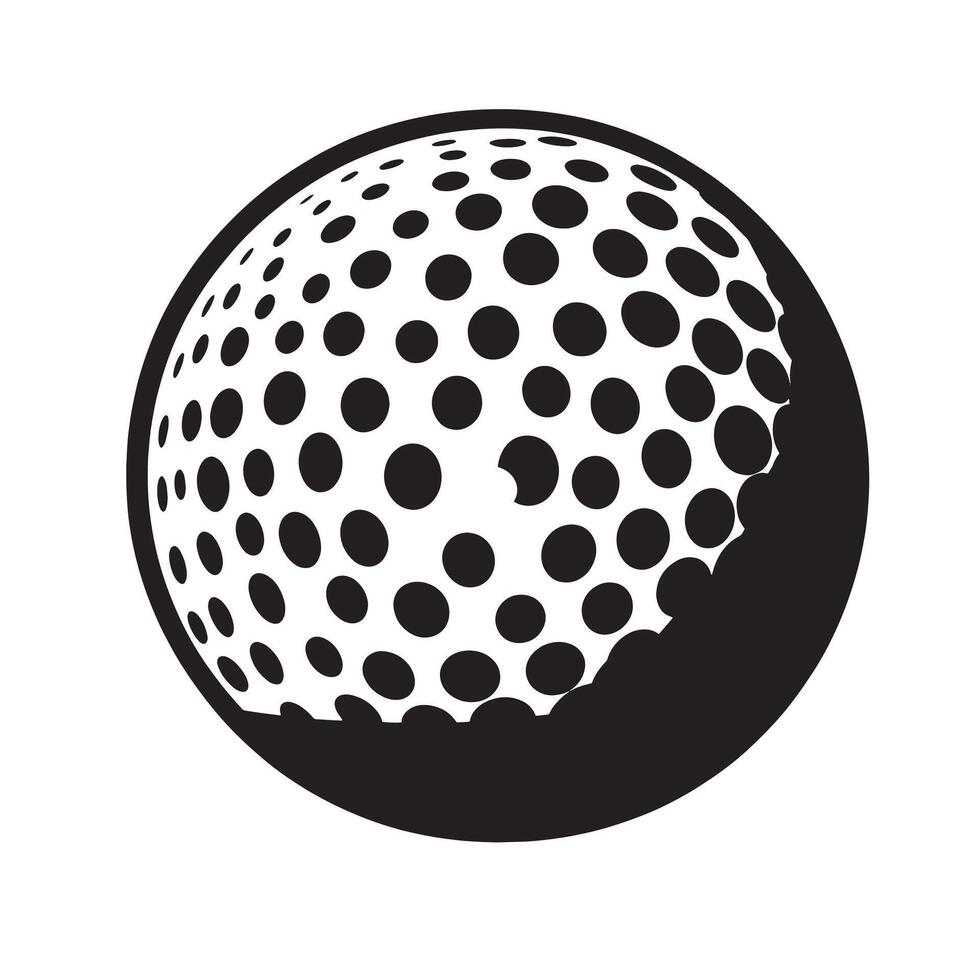 Black illustration of a golf ball icon vector