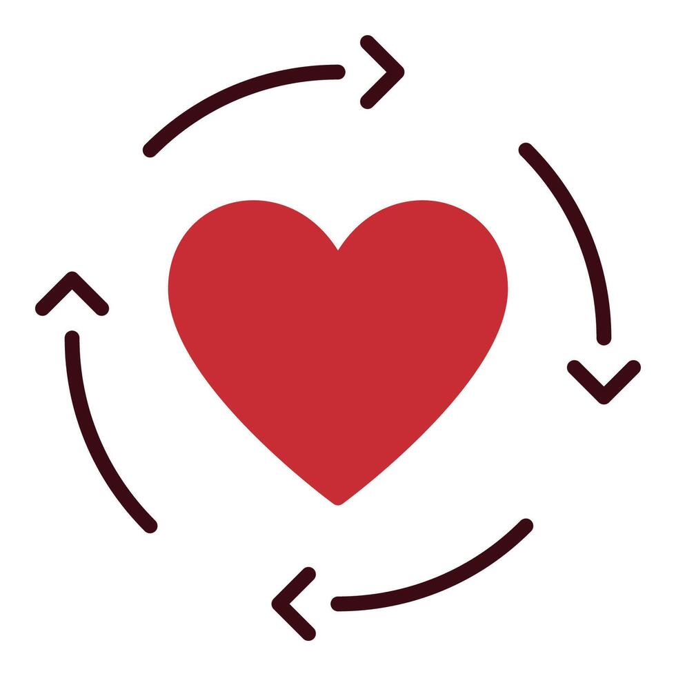 Red Heart inside arrows icon sign for expressing love vector
