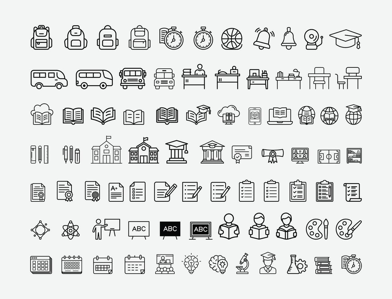 Education Icon Bundle. Minimalist Education Icon Set. School and Learning Outline Icons. Academic Essentials Icon Pack. vector