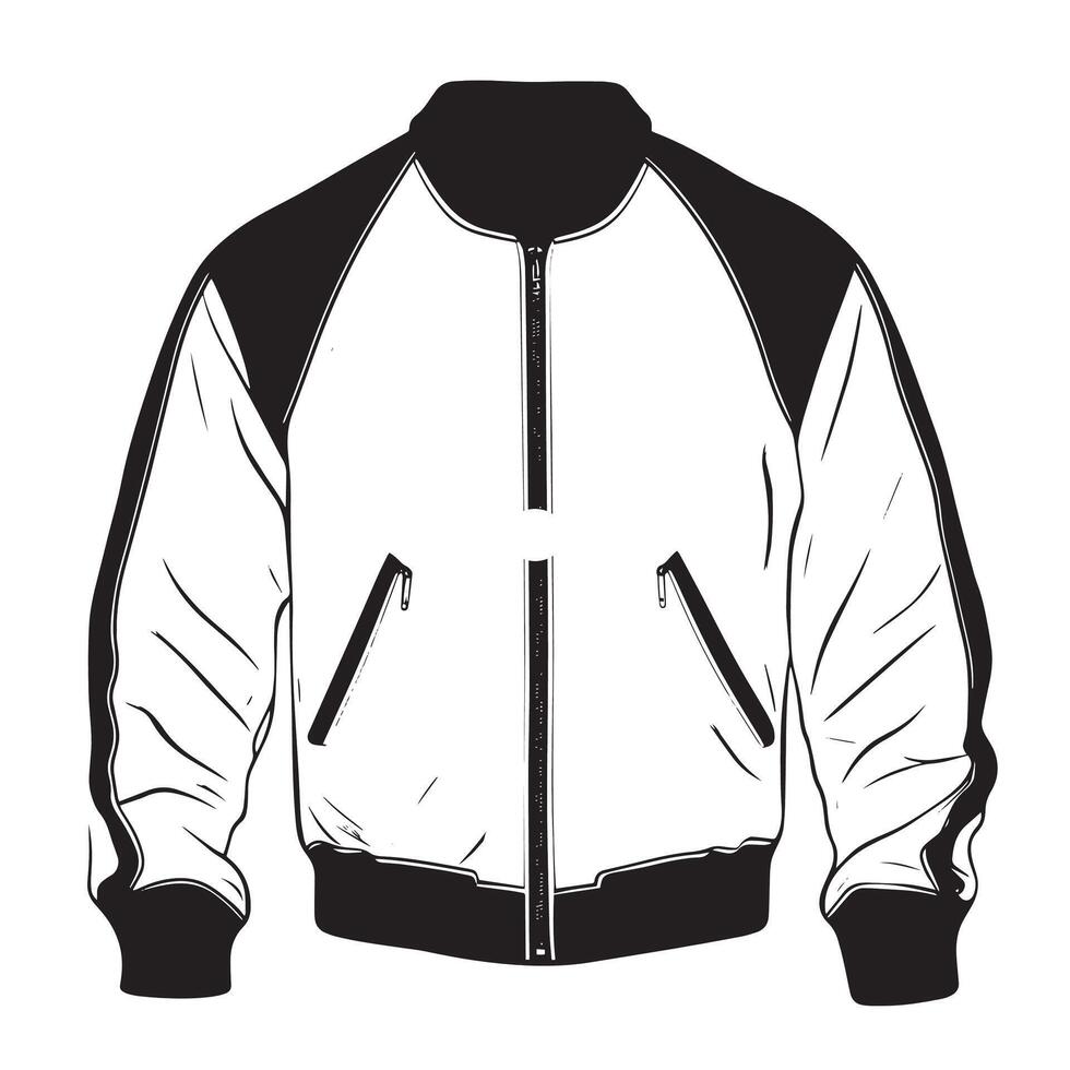 Jacket outline black illustration vector