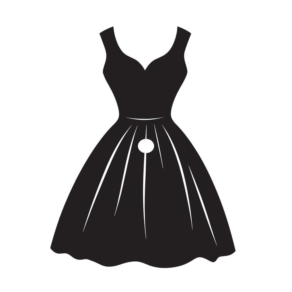 Black illustration of a dress icon vector