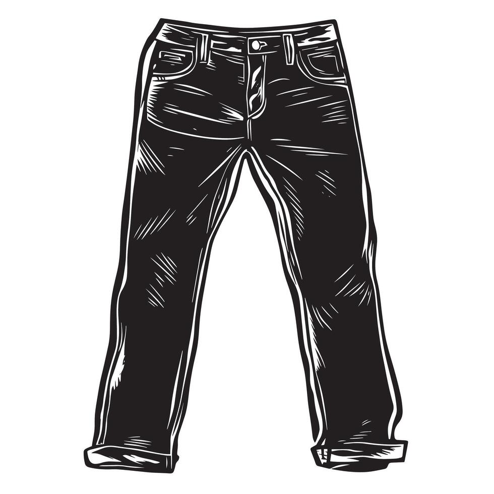 Black illustration of a jeans icon vector