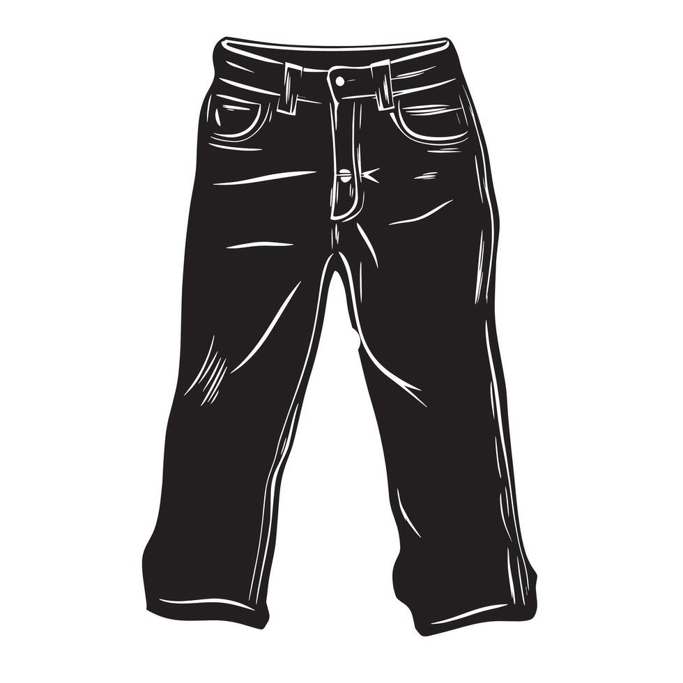 Minimalist black icon of jeans in format vector