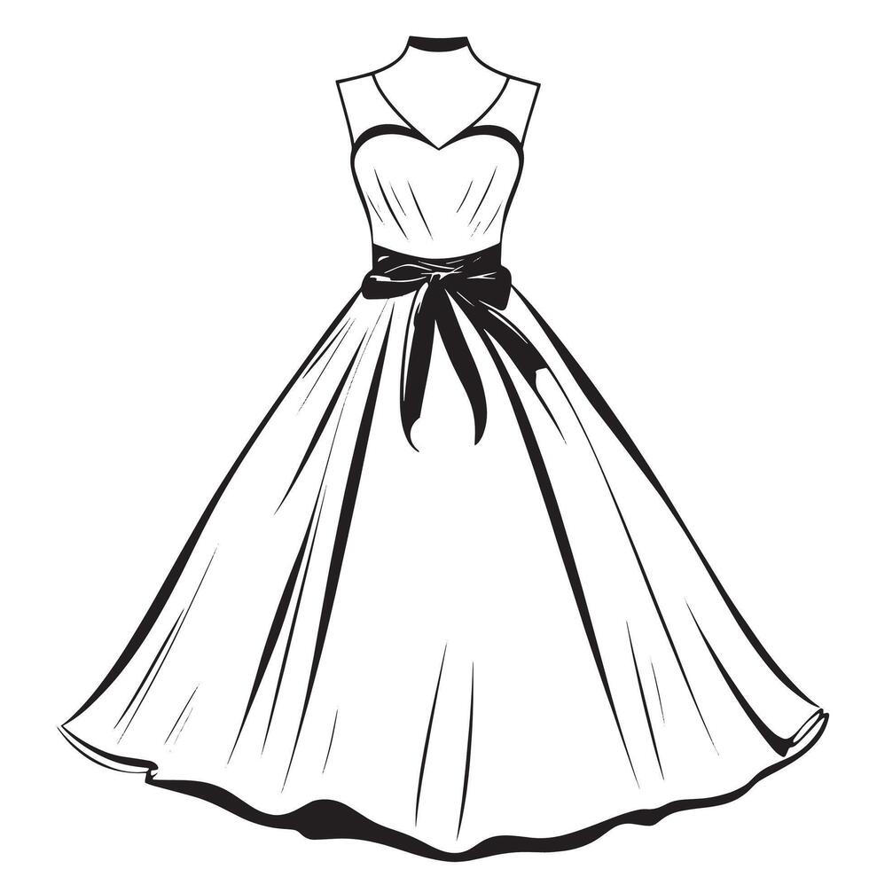 Dress outline black illustration vector