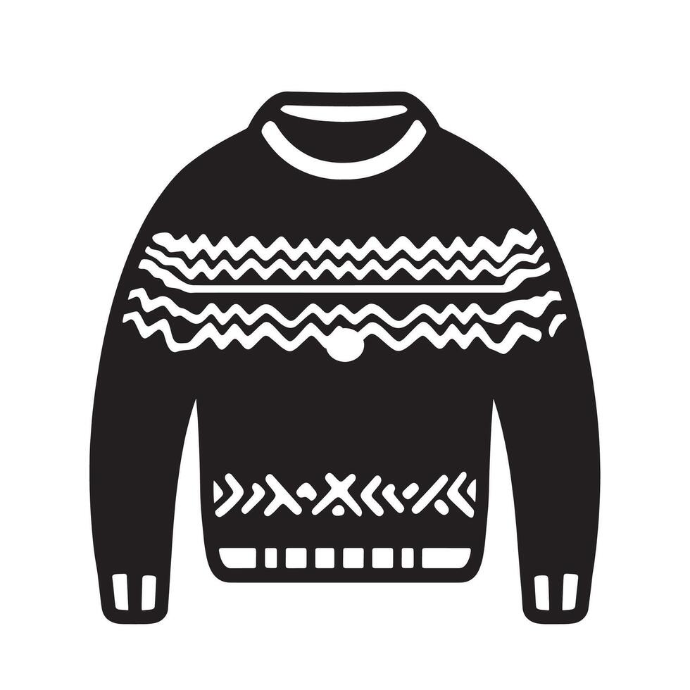 Black illustration of a sweater icon vector