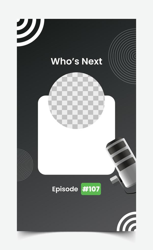 Podcast Social Media Story Template with microphone vector