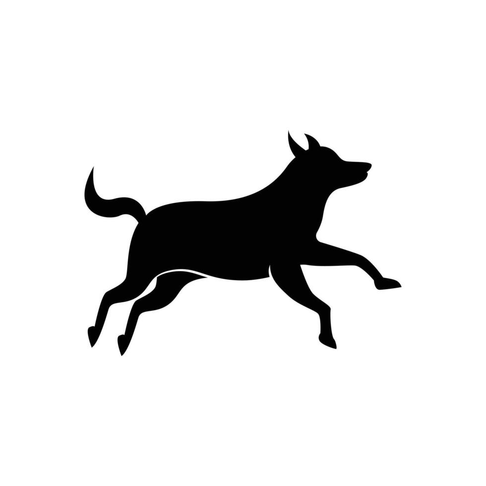 dog jumping silhouette logo design template vector