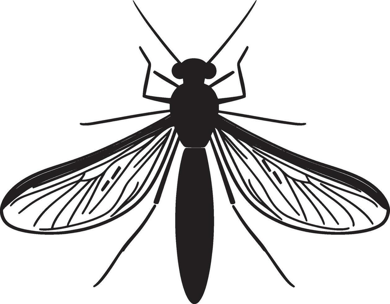 Minimalist black silhouette of a firefly insect in format vector