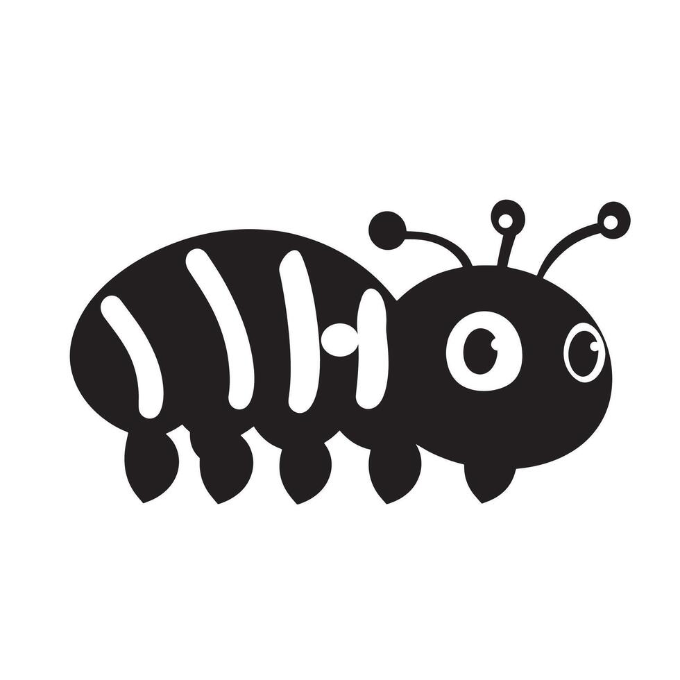 Minimalist black icon of a caterpillar in format vector