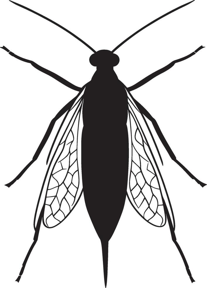 Black illustration of a simple antlion silhouette vector