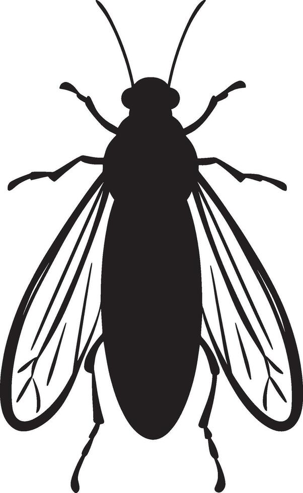 Black illustration of a simple firefly insect silhouette vector