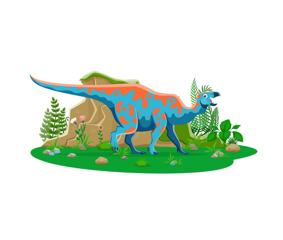 Iguanodon dinosaur, Late Cretaceous era lizard vector