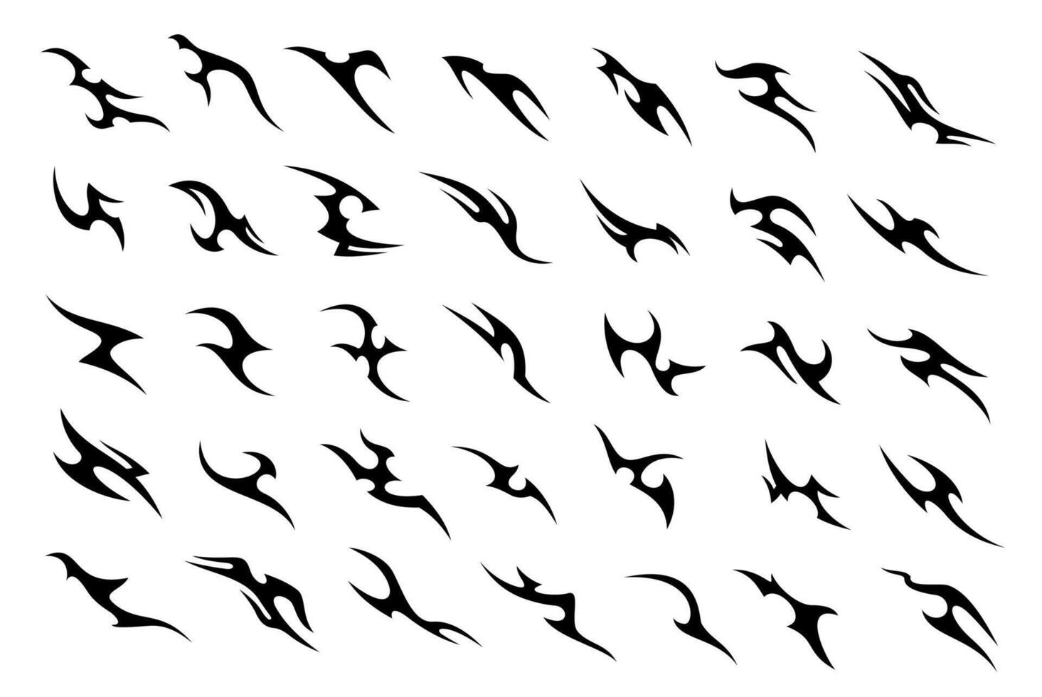 Tribal y2k gothic tattoos of abstract fire flames vector