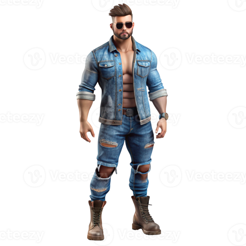 A man in ripped jeans and sunglasses png